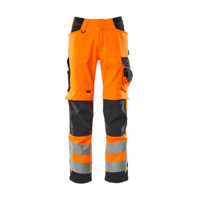 Mascot Safe Supreme Kendal Trousers - Hi-Vis Orange/Dark Navy Blue   (32.5) (Leg Length - Long)