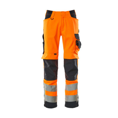 Mascot Safe Supreme Kendal Trousers - Hi-Vis Orange/Dark Navy Blue   (33.5) (Leg Length - Short)