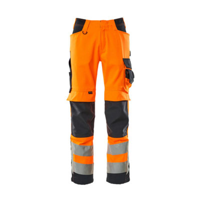 Mascot Safe Supreme Kendal Trousers - Hi-Vis Orange/Dark Navy Blue   (44.5) (Leg Length - Long)