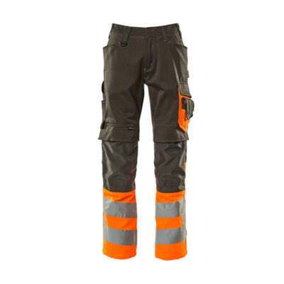 Mascot Safe Supreme Leeds Trousers - Dark Anthracite/Hi-Vis Orange   (34.5) (Leg Length - Short)
