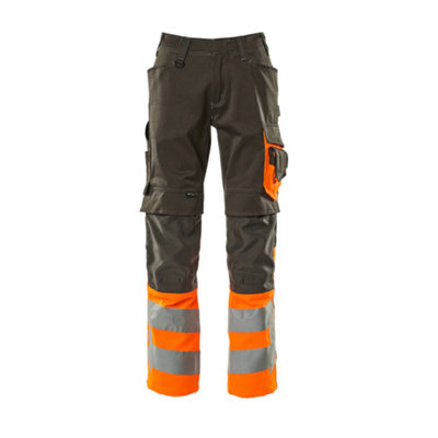 Mascot Safe Supreme Leeds Trousers - Dark Anthracite/Hi-Vis Orange   (40.5) (Leg Length - Long)