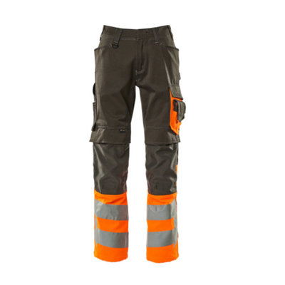 Mascot Safe Supreme Leeds Trousers - Dark Anthracite/Hi-Vis Orange   (40.5) (Leg Length - Short)