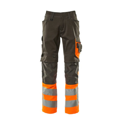 Mascot Safe Supreme Leeds Trousers - Dark Anthracite/Hi-Vis Orange   (42.5) (Leg Length - Long)