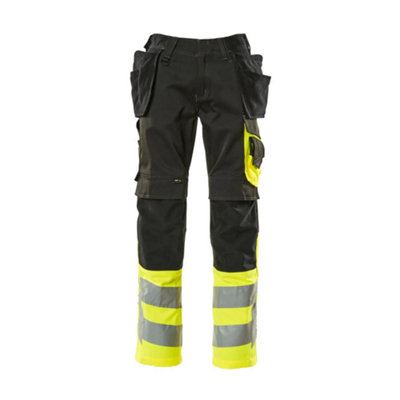 Mascot Safe Supreme Trousers with Holster Pockets (Black/Hi-Vis Yellow)  (30.5) (Leg Length - Regular)