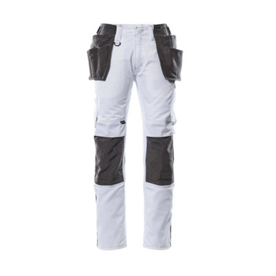 Mascot Unique Lightweight Trousers with Holster Pockets (White/Dark Anthracite)  (28) (Leg Length - Regular)