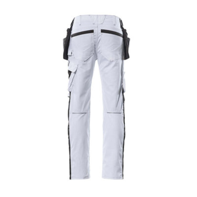 Mascot Unique Lightweight Trousers with Holster Pockets (White/Dark Anthracite)  (28) (Leg Length - Regular)