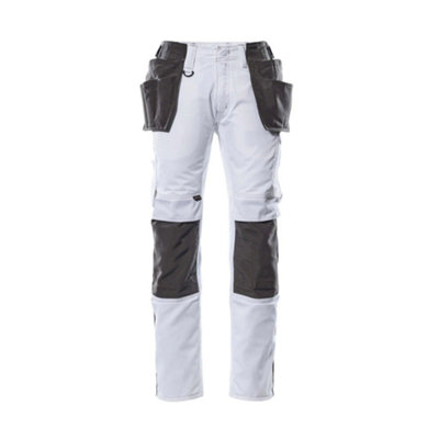 Mascot Unique Lightweight Trousers with Holster Pockets (White/Dark Anthracite)  (35.5) (Leg Length - Regular)
