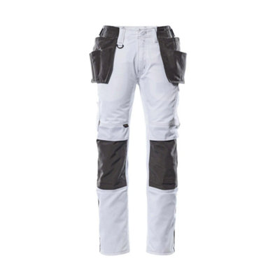 Mascot Unique Lightweight Trousers with Holster Pockets (White/Dark Anthracite)  (36.5) (Leg Length - Short)
