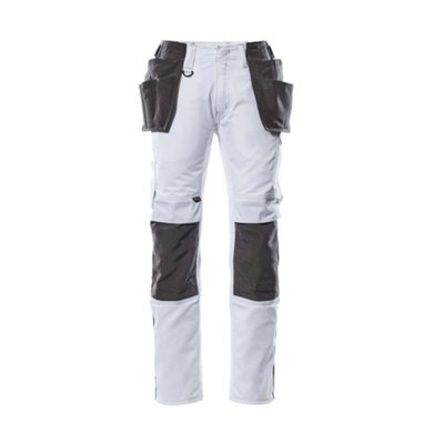 Mascot Unique Lightweight Trousers with Holster Pockets (White/Dark Anthracite)  (46.5) (Leg Length - Regular)