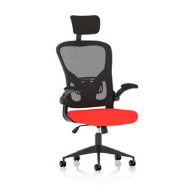 Masino Executive Bespoke Fabric Seat Bergamot Cherry Mesh Chair With Folding Arms