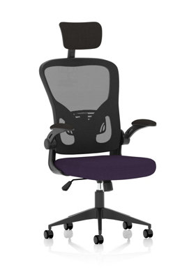 Masino Executive Bespoke Fabric Seat Tansy Purple Mesh Chair With Folding Arms