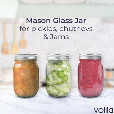 Mason Jar - 12 Pack Leakproof Mason Jars with Lids 500ml for Overnight Oats Jar with Lids Labels, Pen and Sponge Included