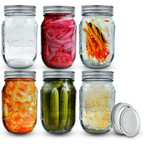 Mason Jars with Lids - 490ml Multipurpose Glass Jars with Lids, Overnight Oats Jar, Pickling Jars, Canning Jars, Preserving