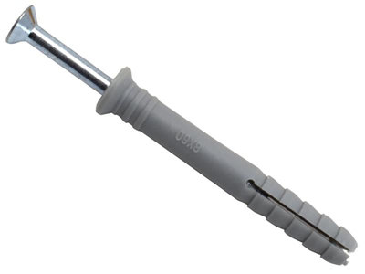 MasonMate 8x60mm Nylon Hammer-In Fixings - 100 Pack for Door Frames and More