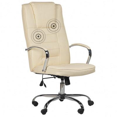 Massage Chair Faux Leather Beige GRANDEUR