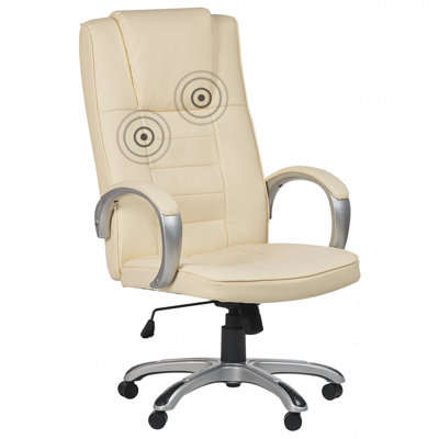 Massage Chair Faux Leather Beige GRANDEUR