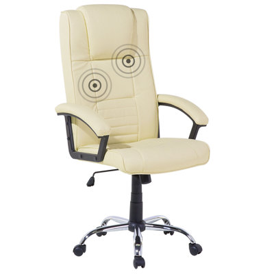 Massage Chair Faux Leather Light Beige COMFORT