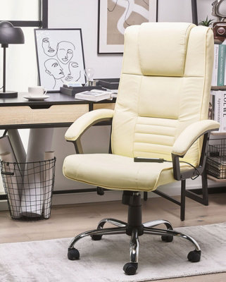 Massage Chair Faux Leather Light Beige COMFORT