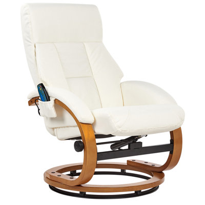 Massage Chair FORCE with Footstool Faux Leather White