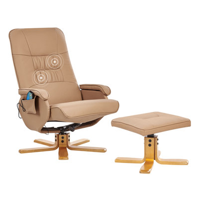 Massage Chair RELAXPRO with Footstool Faux Leather Light Brown