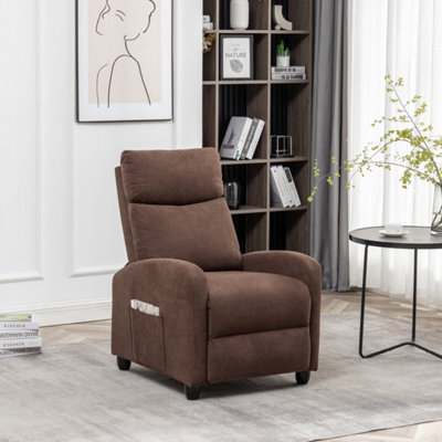 Massage Recliner Chair, Electric Velvet Massage Armchair Chair with 8 Point Vibration Massage, Remote, and Side Pocket - Brown