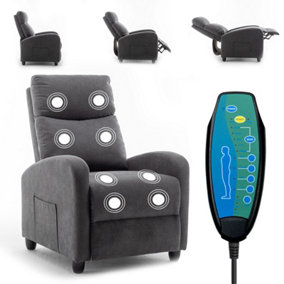 Massage Recliner Chair, Electric Velvet Massage Armchair Chair with 8 Point Vibration Massage, Remote, and Side Pocket - Gray