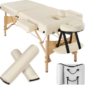 Massage table 2-zone 7.5 cm padding + rolls + bag - beige
