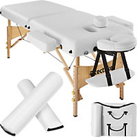 Massage table 2-zone 7.5 cm padding + rolls + bag - white
