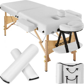 Massage table 2-zone 7.5 cm padding + rolls + bag - white
