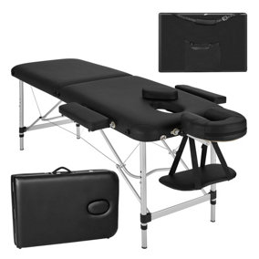 Massage table 2-zone aluminium, padding + bag - black