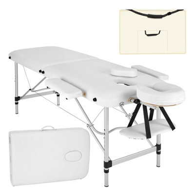 Massage table 2-zone aluminium, padding + bag - white
