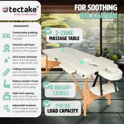 Massage table 2-zone Freddi 5 cm padding + bag - beige