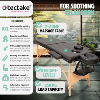 Massage table 2-zone Freddi 5 cm padding + bag - black