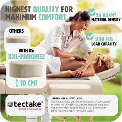 Massage table 3-zone 10 cm padding + bag - beige