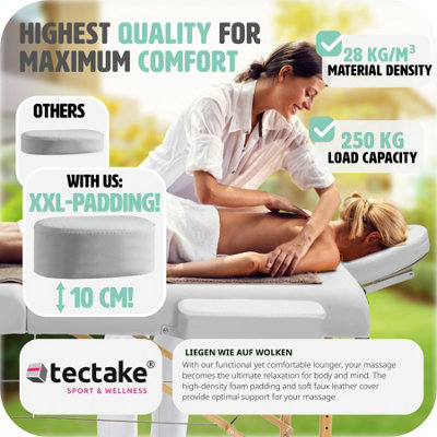 Massage table 3-zone 10 cm padding + bag - white