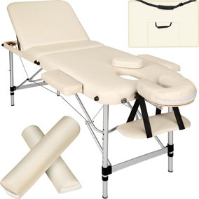 Massage table 3 zone with carry back and bolsters - beige