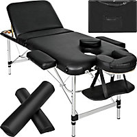 Massage table 3 zone with carry back and bolsters - black