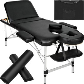 Massage table 3 zone with carry back and bolsters - black