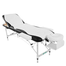 Massage Table Couch Bed Aluminium Tattoo Spa Reiki Portable Folded 3 Section with Premium PU Leather
