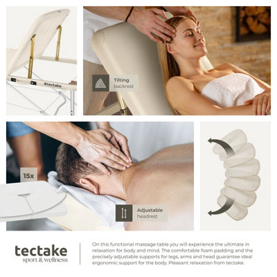 Massage Table Ko Tao - 3 zones, 78cm wide, aluminium frame, folding, carry bag  -   -  beige