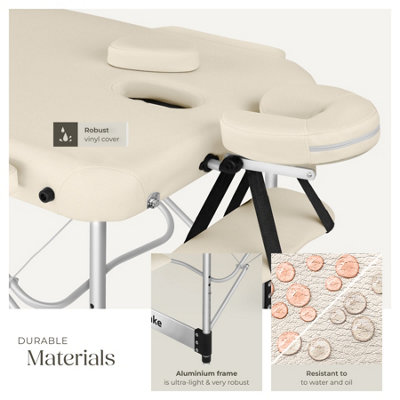 Massage Table Ko Tao - 3 zones, 78cm wide, aluminium frame, folding, carry bag  -   -  beige