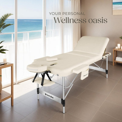 Massage Table Ko Tao - 3 zones, 78cm wide, aluminium frame, folding, carry bag  -   -  beige