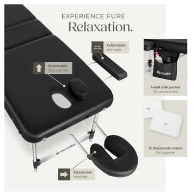 Massage Table Ko Tao - 3 zones, 78cm wide, aluminium frame, folding, carry bag  -   -  black
