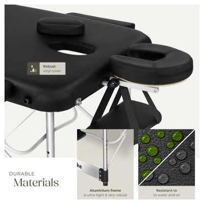 Massage Table Ko Tao - 3 zones, 78cm wide, aluminium frame, folding, carry bag  -   -  black