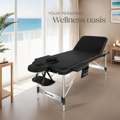 Massage Table Ko Tao - 3 zones, 78cm wide, aluminium frame, folding, carry bag  -   -  black