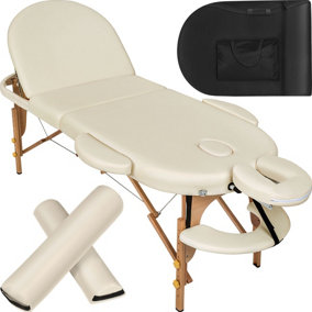Massage table oval with 5 cm padding + rolls - beige