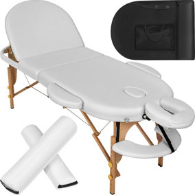 Massage table oval with 5 cm padding + rolls - white
