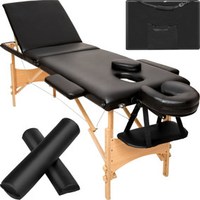 Massage table set Daniel - Removable headrest, armrests, face pad and Bolster cushions - black