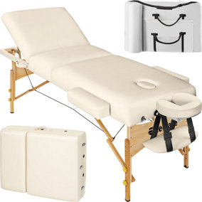 Massage Table Somwang - 7.5 cm thick padding, foldable, height adjustable - beige