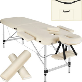 Massage table with 2 zones - Includes bolsters, carry bag and detachable head and arm pads - beige